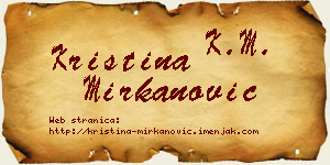 Kristina Mirkanović vizit kartica